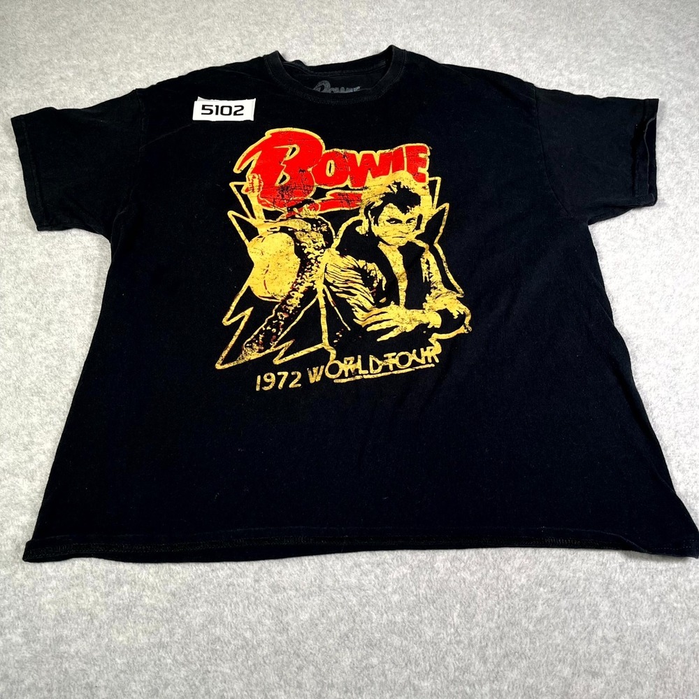 David Bowie 1972 World Tour T Shirt Mens Large Black Ziggy Stardust Mick Rock